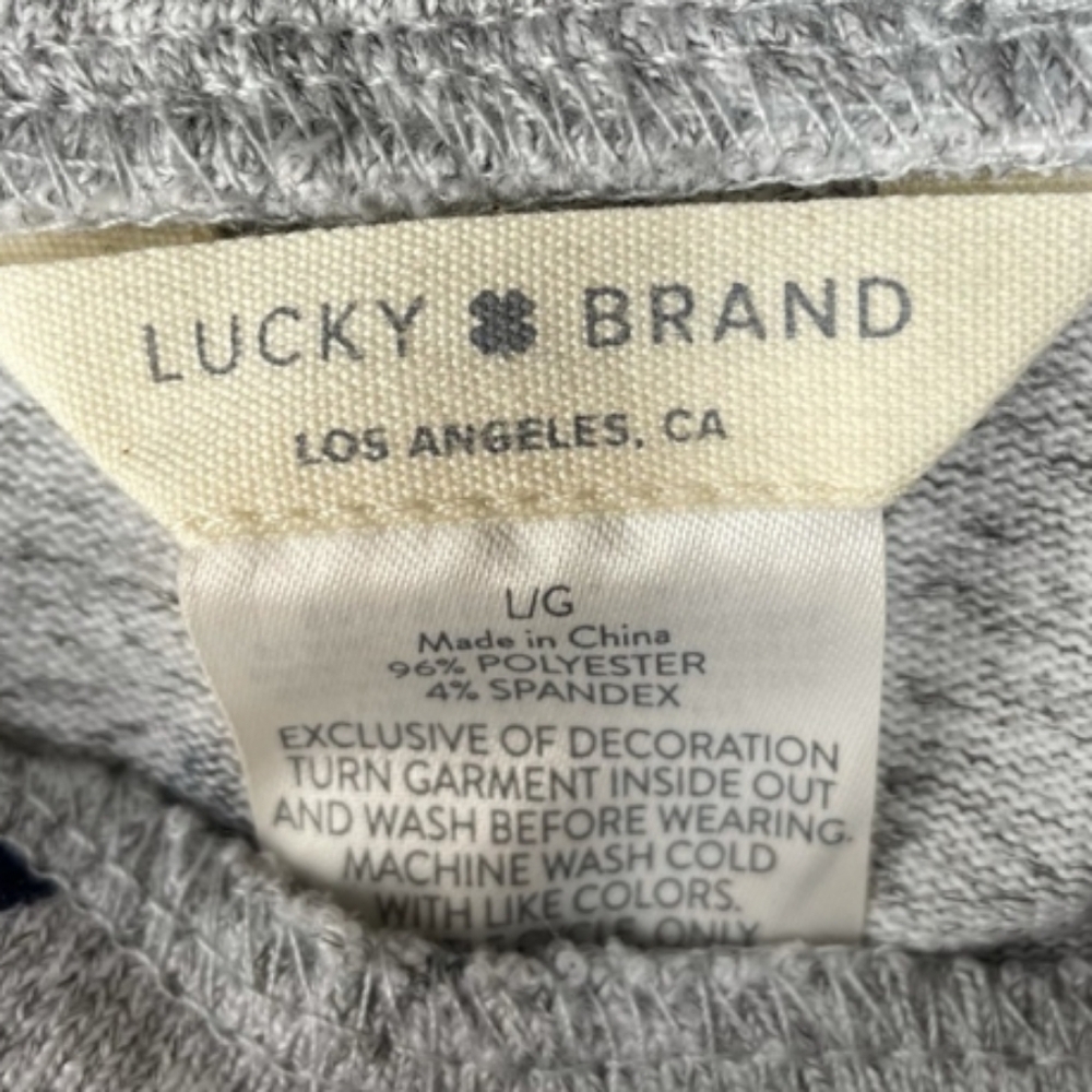 CLEARANCE Lucky Brand Gray with Navy Blue Stars Pajama Lounge Pants Size L - Picture 5 of 5